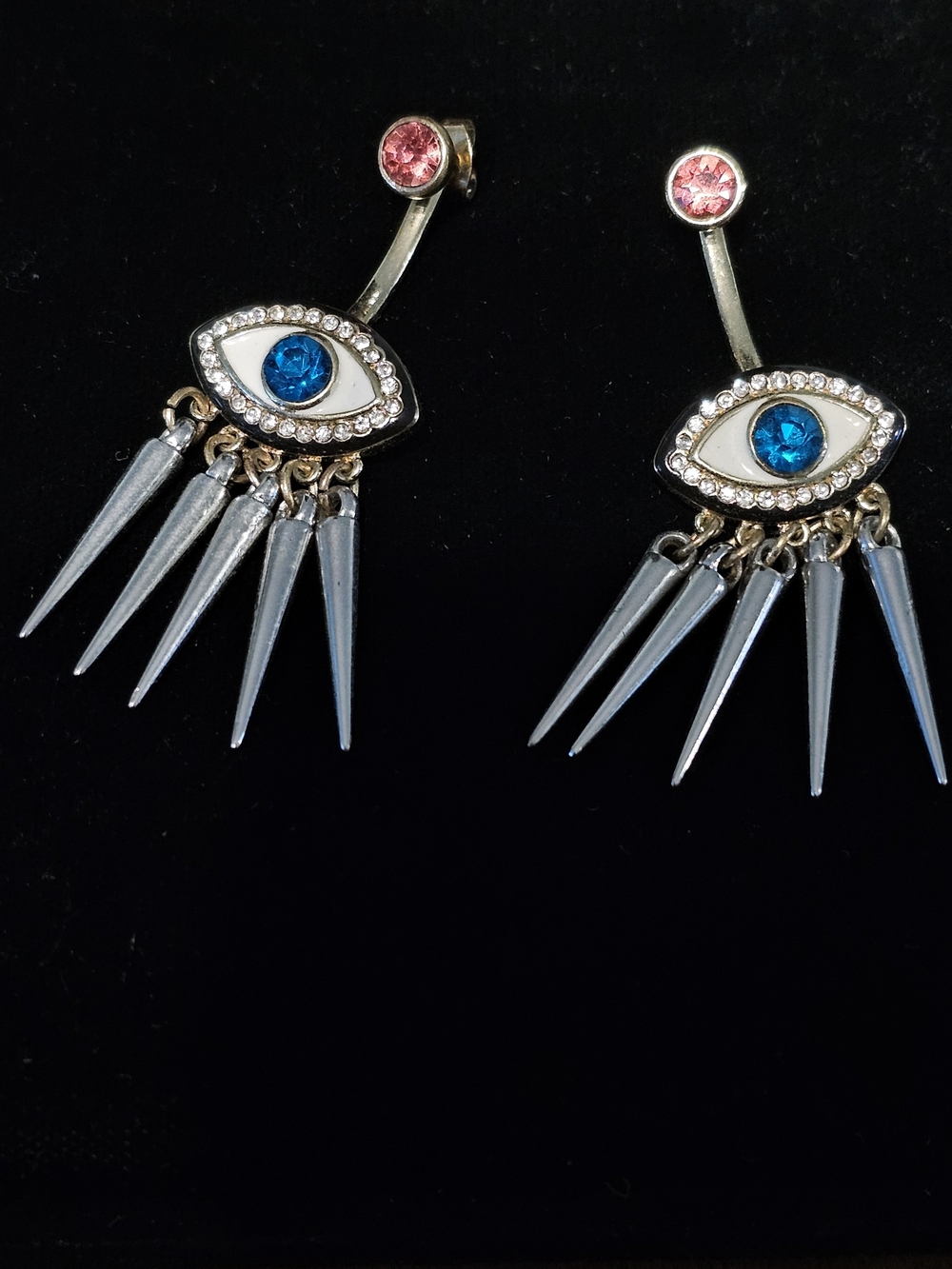 Blue Eye Egyptian Style Spike Drop Earrings - Women Jewelry